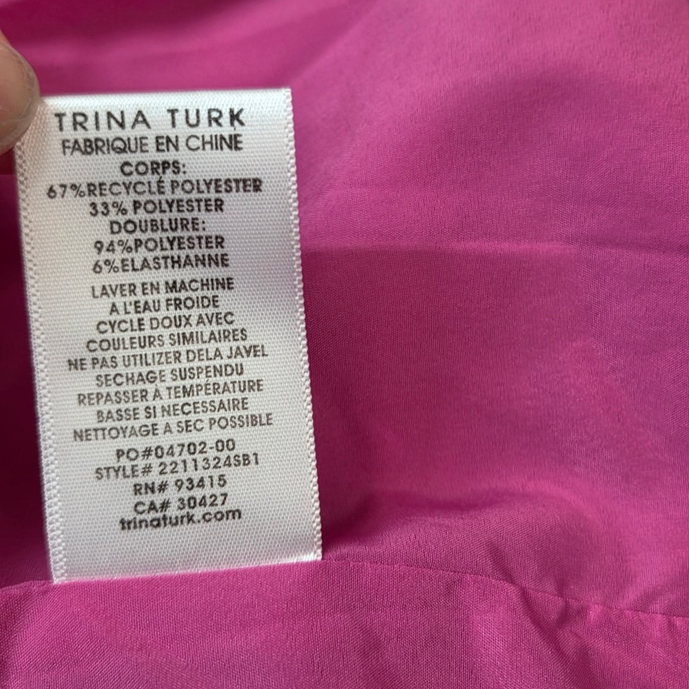 NWT TRINA TURK Concourse Surplus Blouson Mini Dress Hyacinth Pink Large 646 - Picture 9 of 11